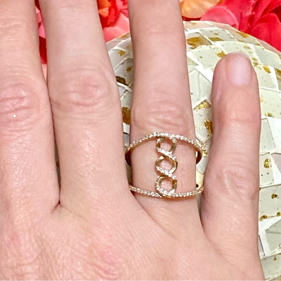 10k Yellow Gold 0.50 Carat Diamond Infinity Twist Double Row Open Band Ring - Picture 4 of 14